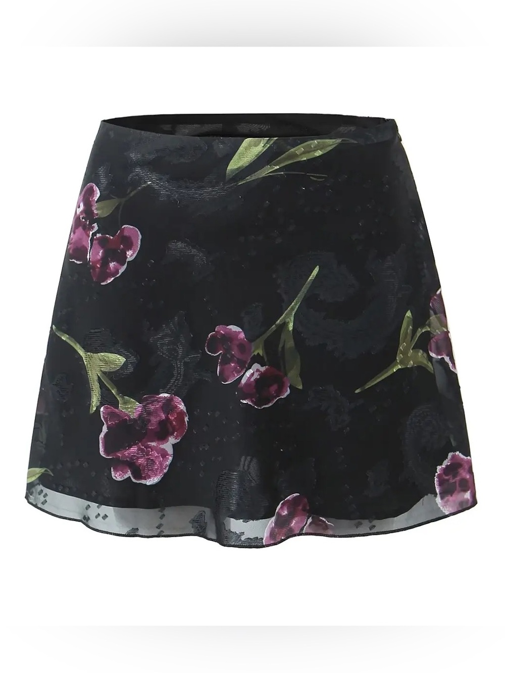 Burnout Floral Mini Skirt